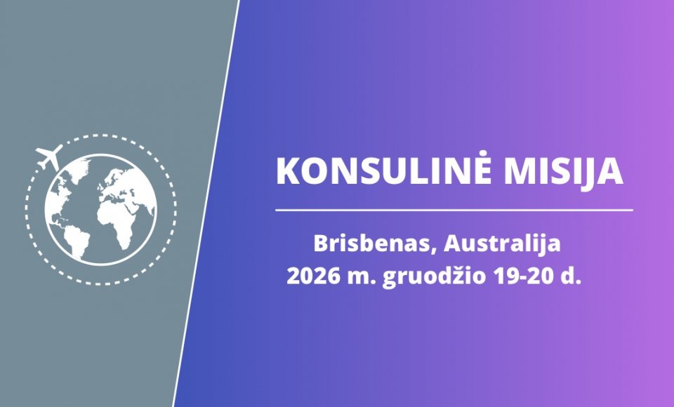 2026 m. gruodžio 19-20 d. vyks konsulinė misija Brisbene, Australijoje